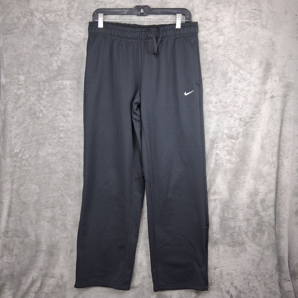 Nike Therma-FIT Sweatpants Womens Large Baggy Wide Leg Black Fleece Lined